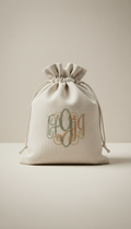 Linen gift bag with custom monogram