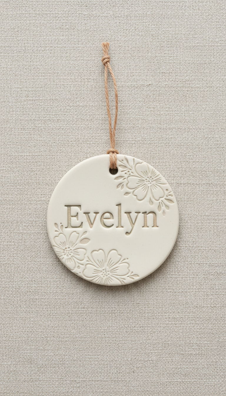 Porcelain ornament with hand-embossed name