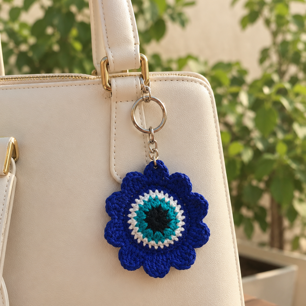 Evil Eye Crochet Keyring