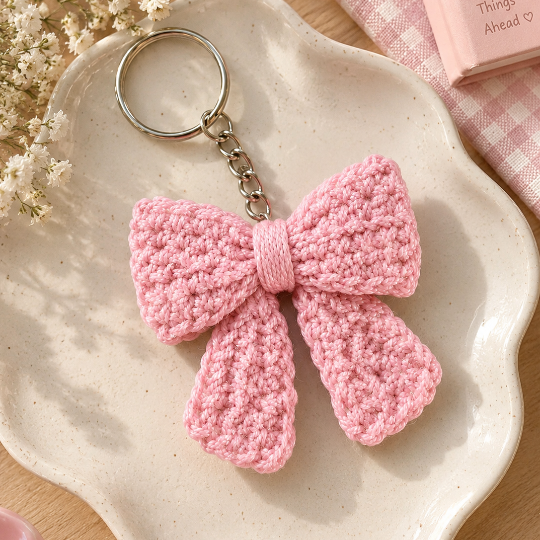 Crochet Bow Keychain