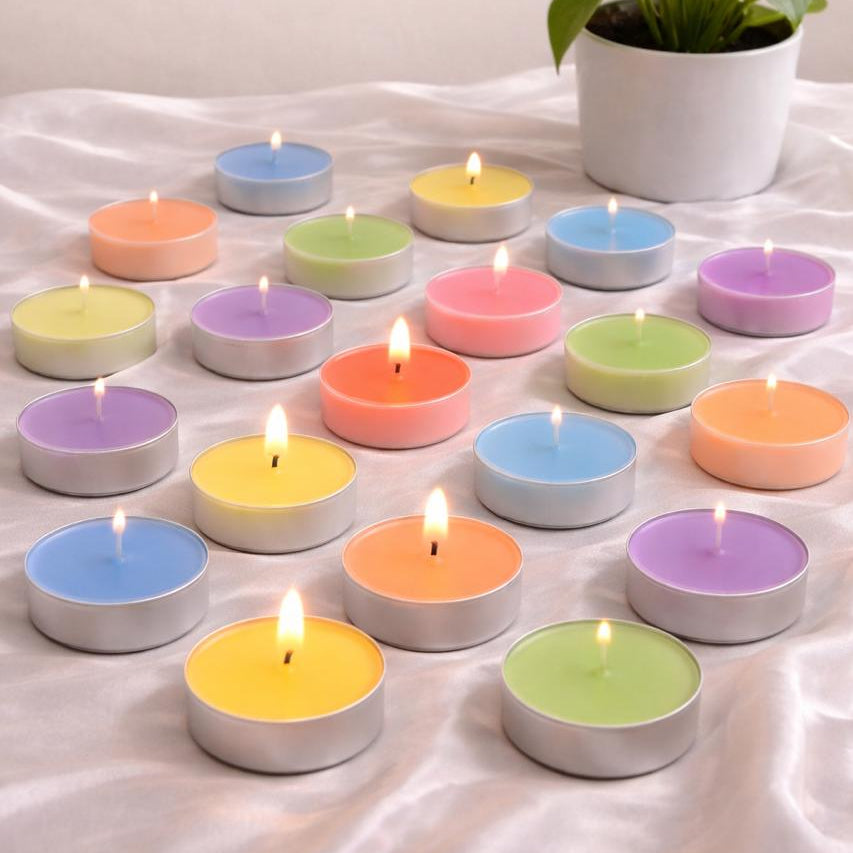 Steel Base Soy Wax T-Light Candle(Set of 8)