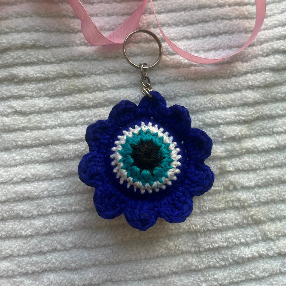 Evil Eye Crochet Keyring