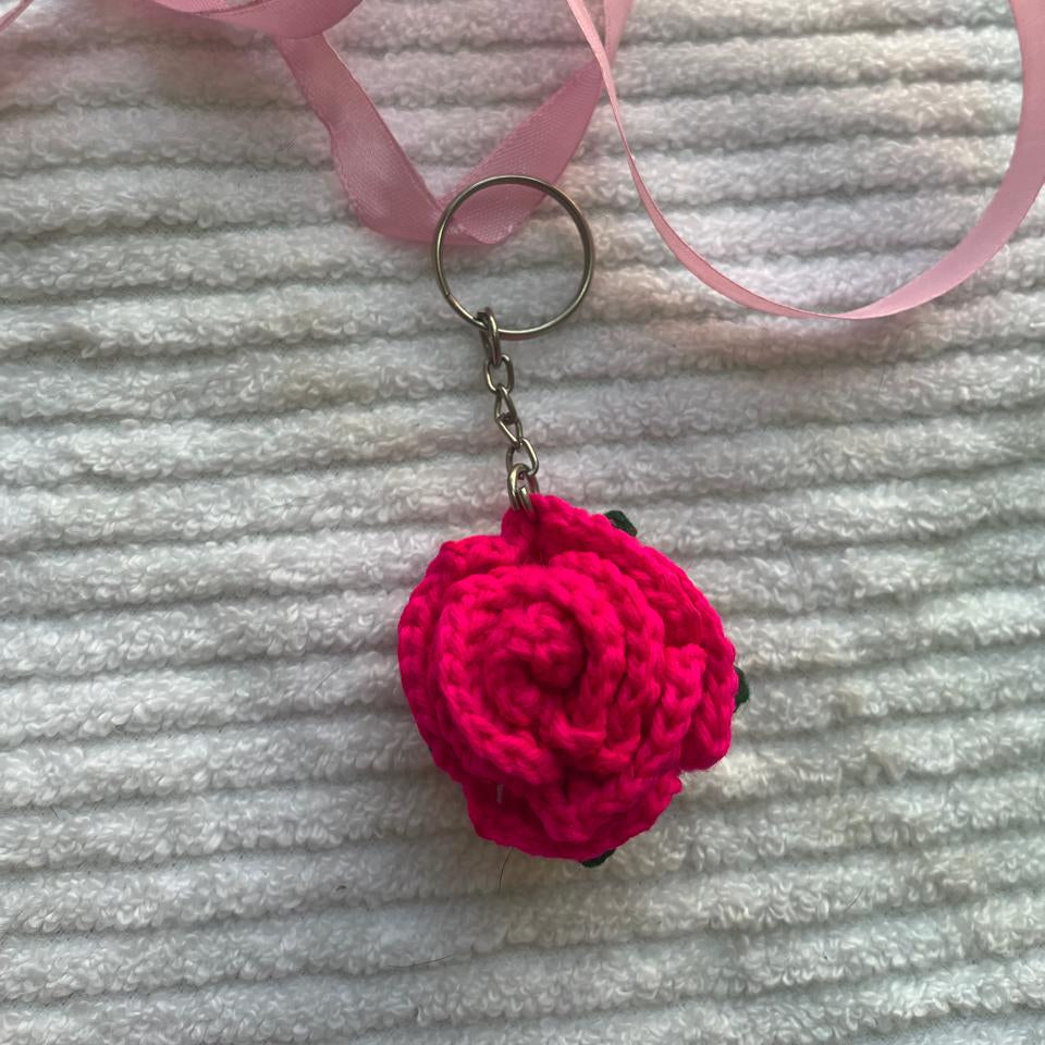 Rose Crochet Keychain
